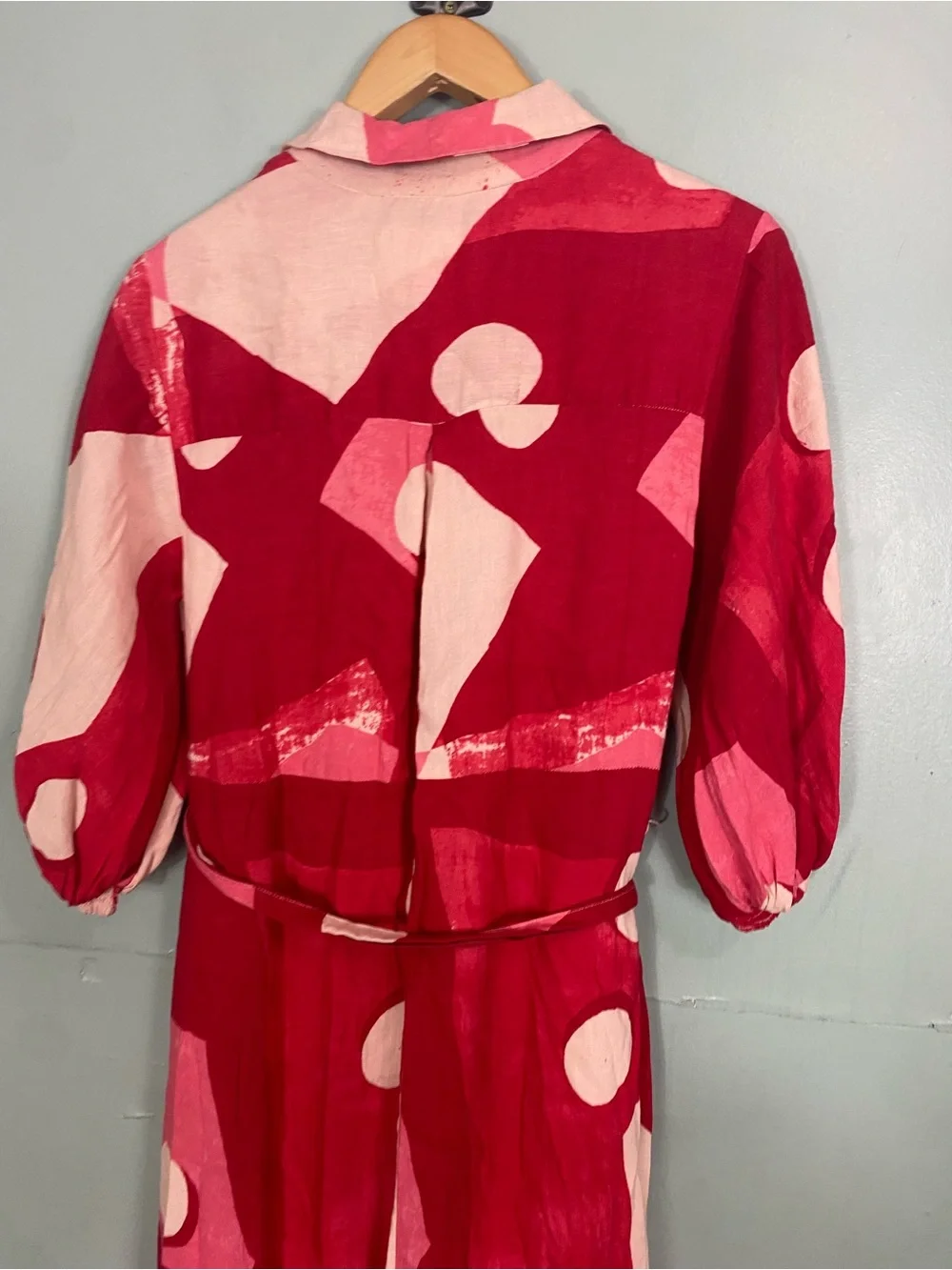 Anthropologie The Mona Linen Shirt Dress Pink Red Small - Picture 6 of 7